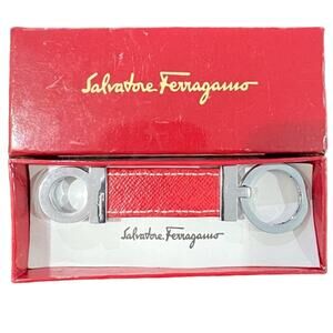 Salvatore Ferragamo Red Leather Key Holder NEW IN BOX - flaw